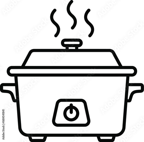 Find the best slow cooker crock pot line art vector illustration