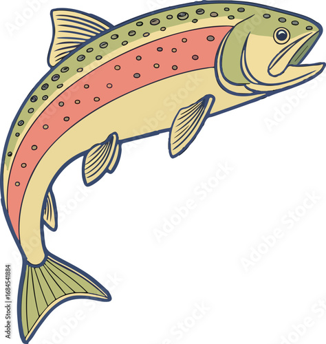 Vector illustration of underwater fish swimming with seaweed plants in a natural aquatic environment