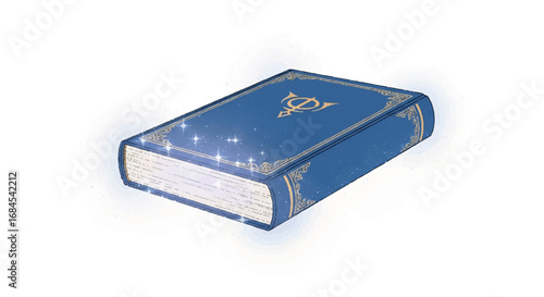 Blue Book with Stars and Gold Embellishments.