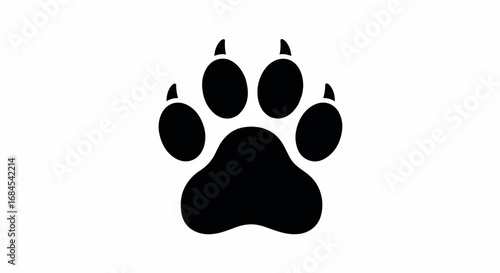 Black Paw Print on White Background.