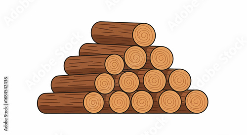 Stack of wooden logs arranged in a triangular formation viewed from the side