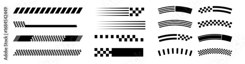 Formula One Flags Black and White Racing Borders.