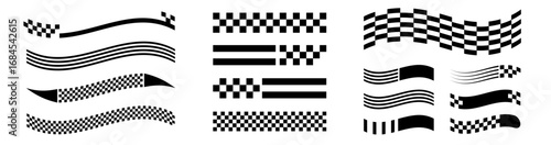 Race Car Flags Checkered Racing Flag Vector Elements.