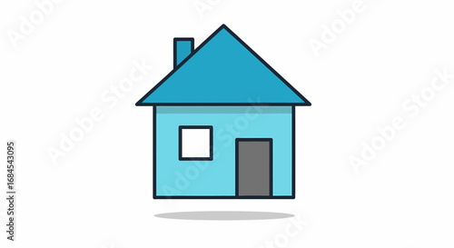 Simple Blue House Illustration Perfect for Real Estate and Home Improvement Concepts