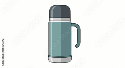 Teal Vacuum Flask Illustration for Beverages Keeping Drinks Hot or Cold on the Go
