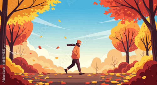 Autumn Walk A Person Enjoying a Stroll Through a Colorful Fall Landscape
