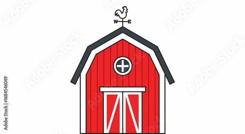 Rustic Red Barn Illustration Farm Fresh Design Element