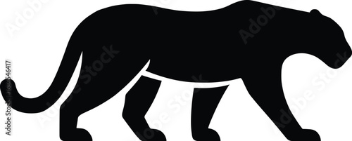 Jaguar silhouette, black minimal animal vector transparent