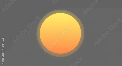 A vibrant orange and yellow gradient circle radiates soft light, casting a subtle shadow on a clean grey background, embodying warmth and minimalist design