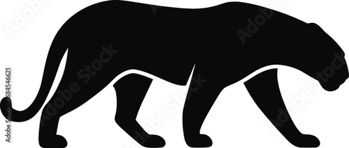 Jaguar silhouette, black minimal animal vector transparent