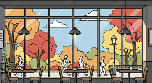 Autumn Cafe Cozy Fall Vibes and City Views