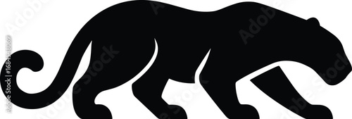 Jaguar silhouette, black minimal animal vector transparent