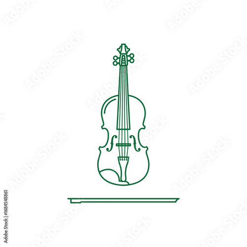 Green Outline Illustration of a Violin.