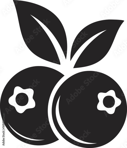 Blueberry Fruit Vector Logo in Minimalist Black and White, Ideal for Modern Branding and Visual Identity

