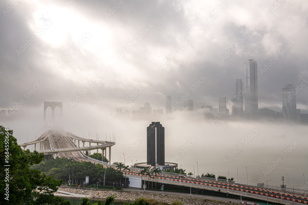 Obraz premium Sai Van Bridge is a cable-stayed bridge between Taipa island and Macau, China