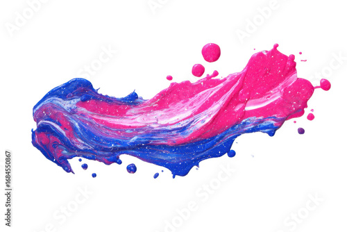Abstract pink blue paint splatter shape transparent PNG isolated background. Art brush stroke, vibrant tasty colors, gender reveal, strawberry bubblegum flavour