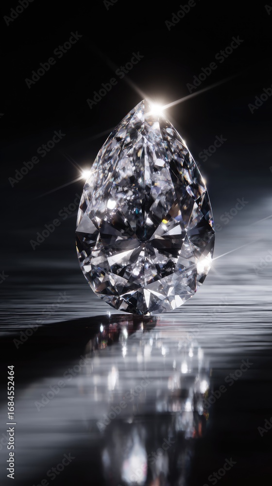 Fototapeta premium Pear-shaped diamond on dark surface (1)