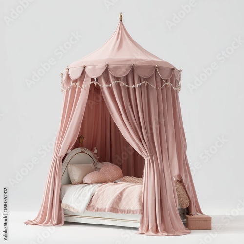 Pink canopy bed, dreamy, child's room