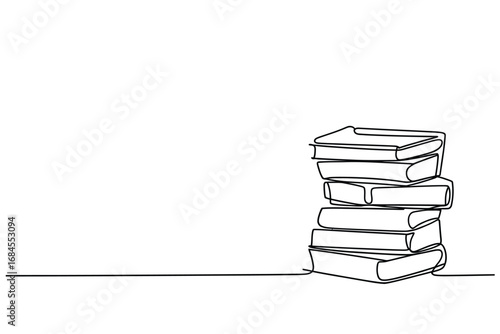 Simple sketch of a stack of books on a line