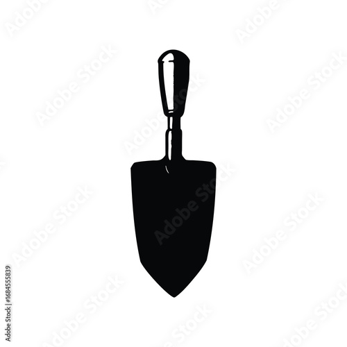 Black Silhouette of a Hand Trowel Used for Planting and Gardening, garden trowel silhouette vector illustration