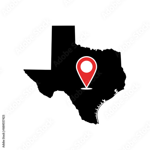 Texas geolocation concept with a prominent map marker illustrating precise positioning