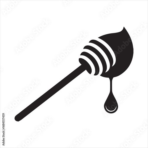 Vector Silhouette of a Drop of Honey Dripping from a Dipper