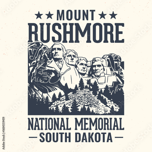 Mount Rushmore National Memorial, South Dakota - Adventure t-shirt design for tourism