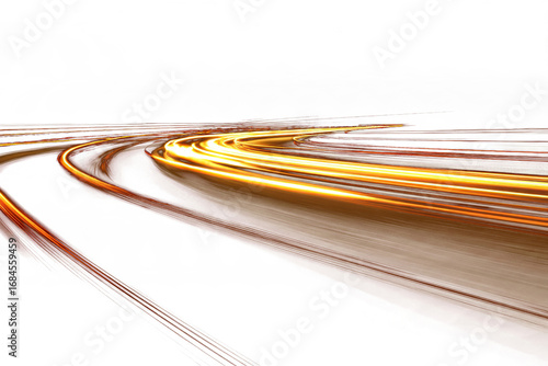 blur gold glowing light streak and laser speed motion effect, glowing speed line on night road, blur flash curves neon line