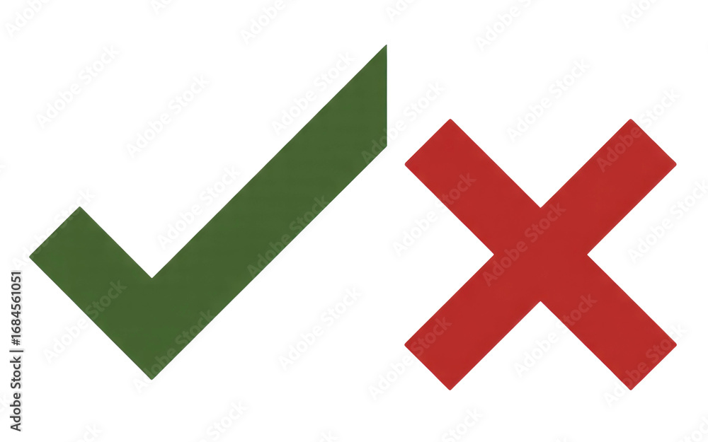 Obraz premium Yes and No Symbols in Minimalist Design isolated on transparent background 