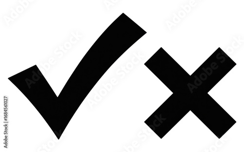 Yes and No Symbols in Minimalist Design isolated on transparent background 