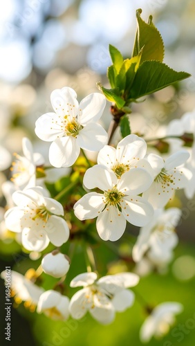 Blooming white flowers in spring