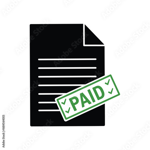 Paid stamp on document representing completed transaction