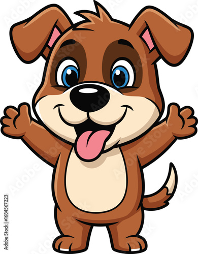 Wallpaper Mural Cartoon brown puppy standing upright with cheerful expression, cute vector character for children’s illustration, joy and friendship themes Torontodigital.ca