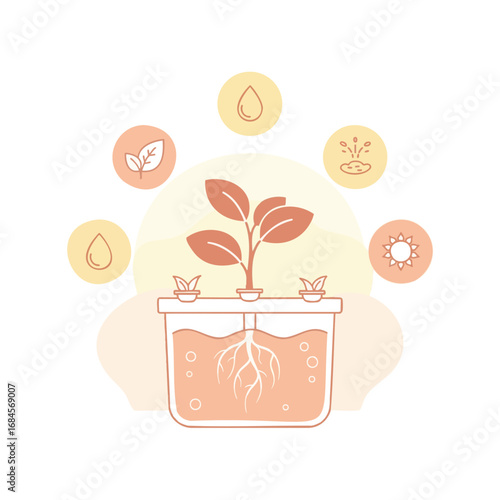 Hydroponic Organic Vegetable Farming Illustration
