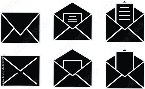 set of mail icon thin line style, Email icon solid sign, envelope icon on white background, email icon vector illustration,

