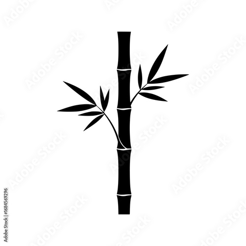 Elegant silhouette of a lush bamboo plant showcasing its tall stalks and leafy fronds isolated on white background