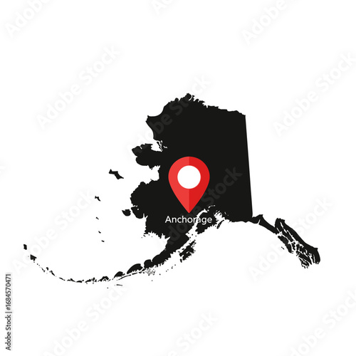 Alaska state conceptual map with capital anchorage indicated vector illustration art