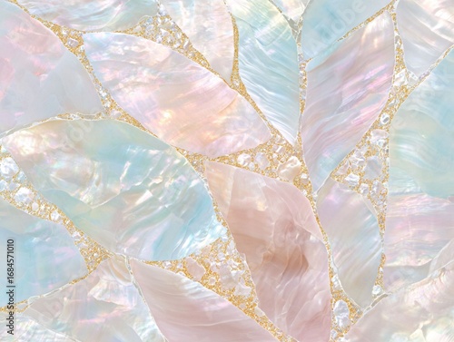 Luxury mother of pearl and gold glitter background. Abstract iridescent nacre texture. generated by AI