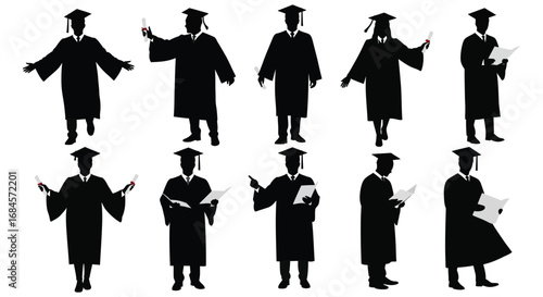graduates in various poses celebrating achievements academically