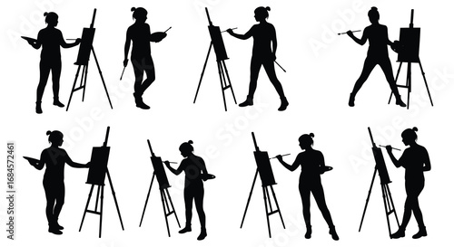 artists painting on easels in various poses and styles