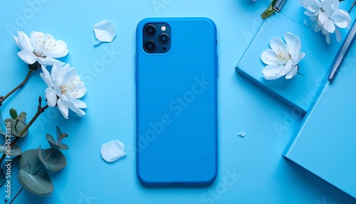 blue phone cover on the blue 