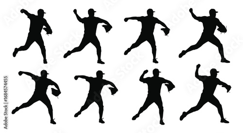 a series of baseball pitcher silhouettes showing various throwing stages