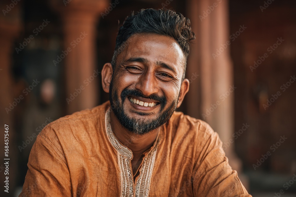 Joyful Indian man posing for a photo