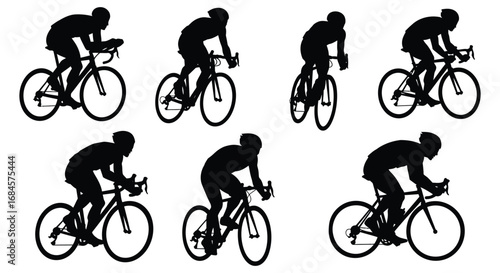 cyclists in various positions during a race