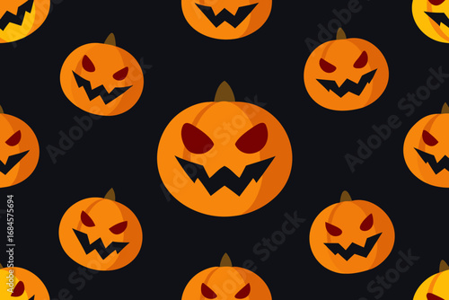 Spooky halloween jack o lantern seamless pattern