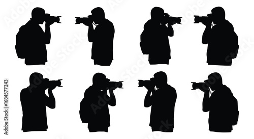 photographers capturing moments through their cameras in various poses