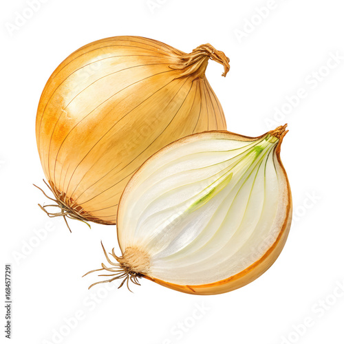 Wallpaper Mural Whole yellow onion and half onion isolated on transparent background, showcasing fresh ingredients for cooking and healthy eating Torontodigital.ca