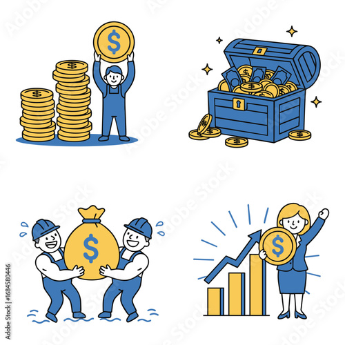 Financial Success: Wealth, Growth, Investment, and Riches -  Business Illustration