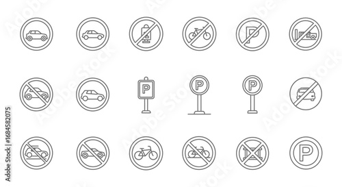 various traffic signs indicating parking restrictions and vehicle limitations