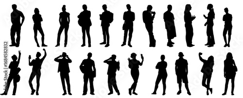silhouette of teenager going college, taking selfie, dancing , listening music and happy. 